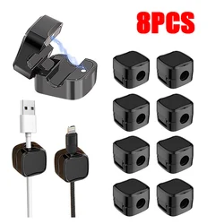 8PCS Magnetic Cable Organiser Clips Cable Management Wire Manager Cord Holder Charging Cable Winder Wall Mounted Hook for Home