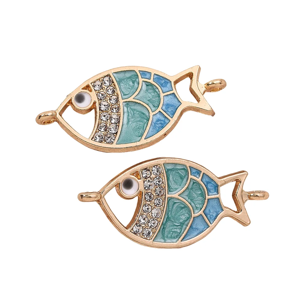 5Pcs Cute Crystal Enamel Fish Charm Pendants For DIY Handmade Necklace Earrings Bracelet  Jewelry Making Accessories Supplies