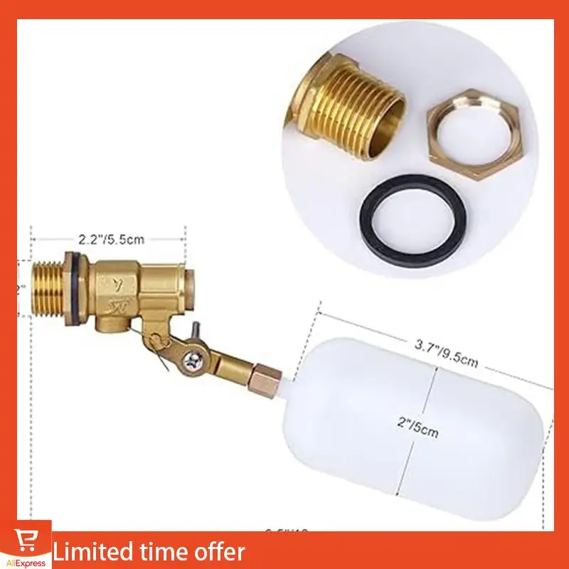 Fresh 2Piece 1/2 Inch Float Valve, For Pond Float Valve Shutoff Auto Fill Water Float Valve