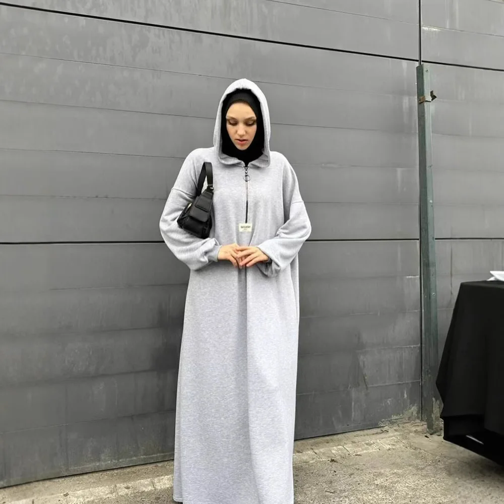 Muslim Solid Color Good Quality Islamic Jilbab Wholesale Women Abaya Muslim Dresses with Hijab and Hoodie Batwing Sleeve Abaya