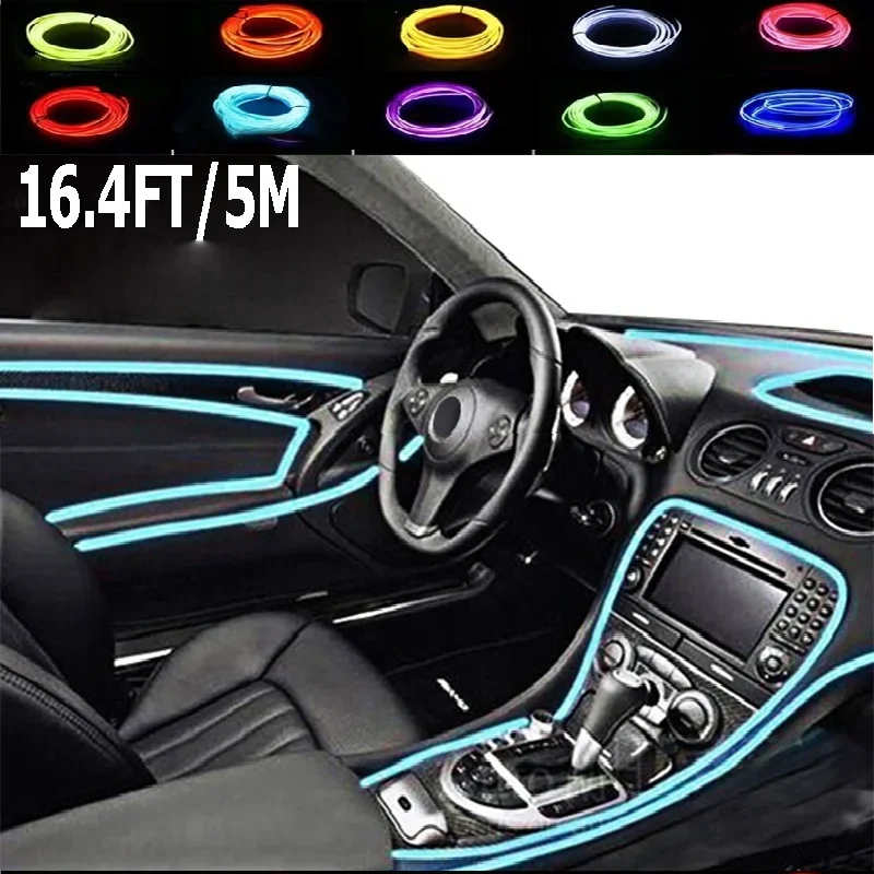 

Latest Version 16.4FT Car Atmosphere Light LED Interior Decorative Lamp Auto DIY Party Lights Strips Ambient Lighting Neon Strip