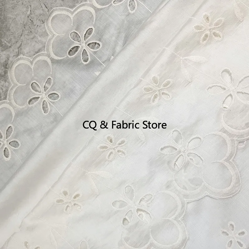 ผ้าฝ้ายปักลายฉลุทำมือ กว้าง 130 ซม. สำหรับตัดเย็บเสื้อผ้า ชุดเดรส และของตกแต่งบ้าน