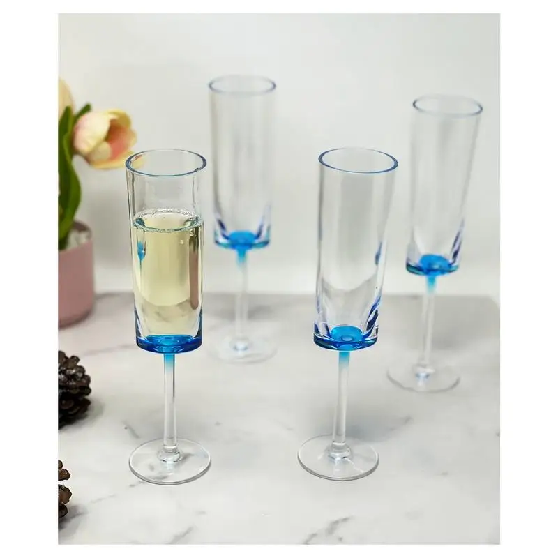 

Oval Plastic Champagne Flute Set of 4 (4oz), Unbreakable Acrylic Mimosa Glasses for Weddings