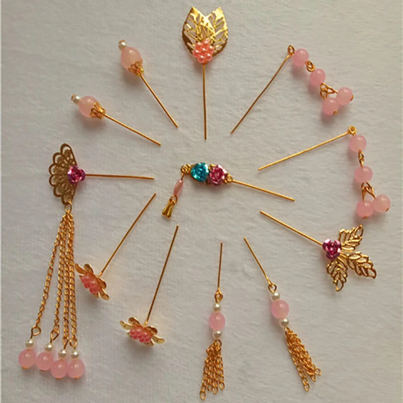 2022 Costume Doll Bead Hairpin Tassel Step Earrings Necklace Retro Headdress Creative Handmade Headware Doll Accessories LB669
