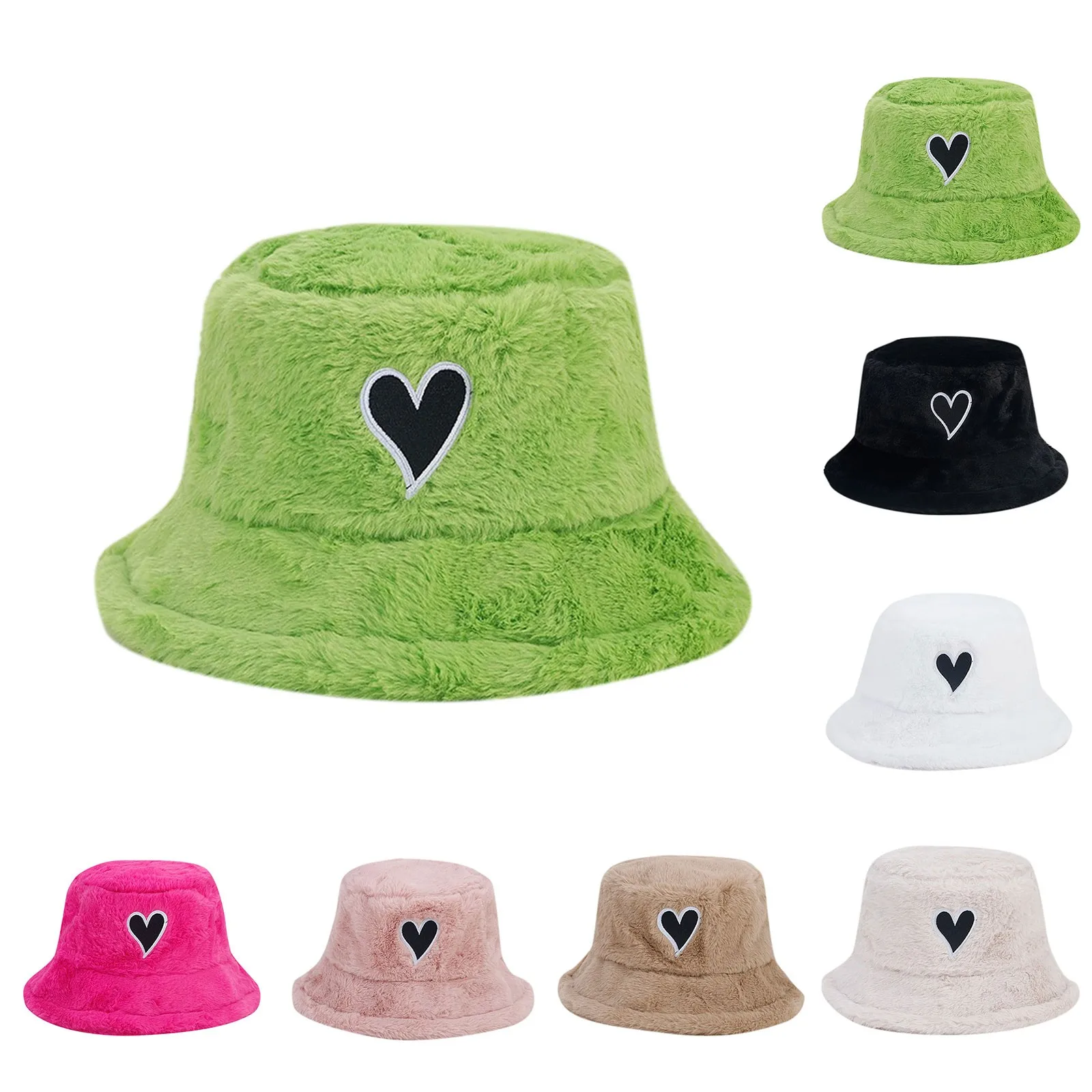 

New Love Patch Fisherman Hat Retro Simple Trendy Basin Hat Autumn And Winter Warm Hat Home Hat