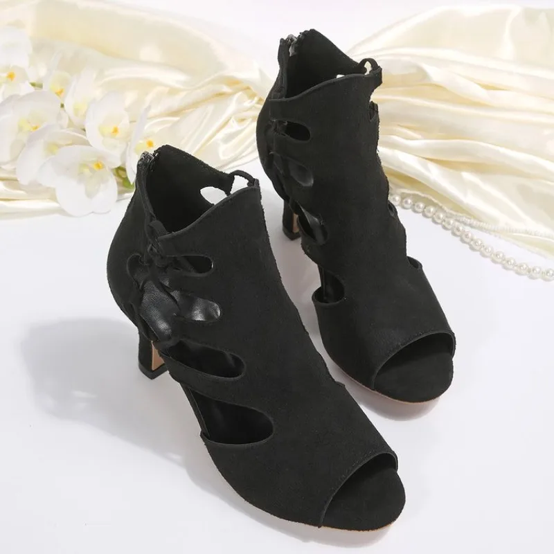 Summer New Pumps Women High Top Dance Shoes Ballroom Salsa Tango Sandals Girl Fashion Party Lace-up Cutout High Heel Sandalias image 5