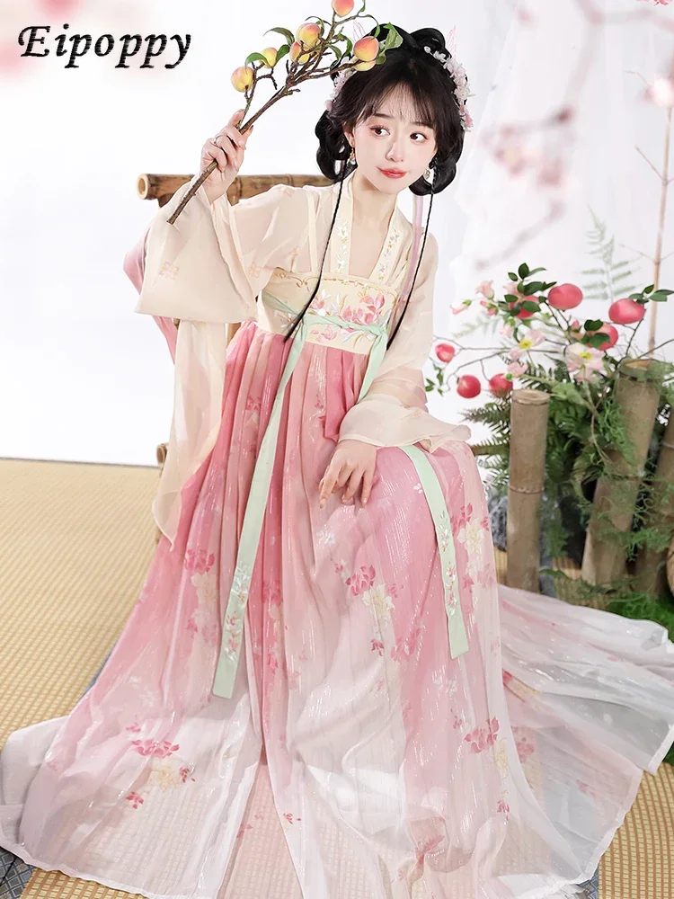 Hanfu Dames Borst Lengte Geplooide Rok Gedrapeerd In Zijde