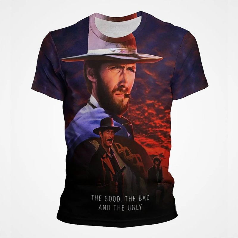 Summer Vintage Men T-shirt The Good The Bad And The Ugly Printing T Shirt Blondie Angel Eyes Tuco Cowboy Graphic Streetwear Tops