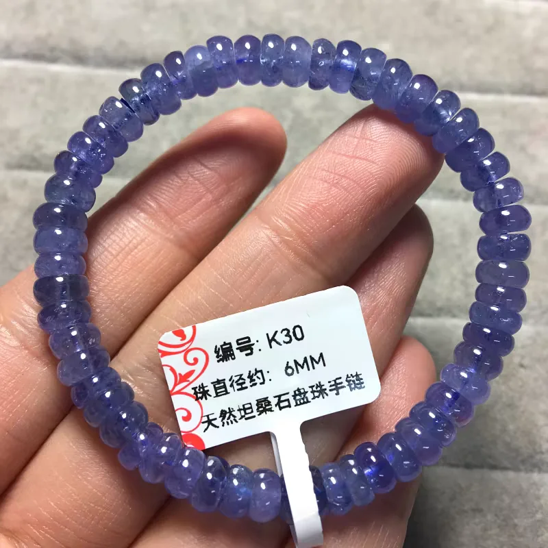 Natural Blue Tanzanite Gemstone Clear Abacus Beads Bracelet 6mm From Tanzania Tanzanite Rare Stone Bangle AAAAAA