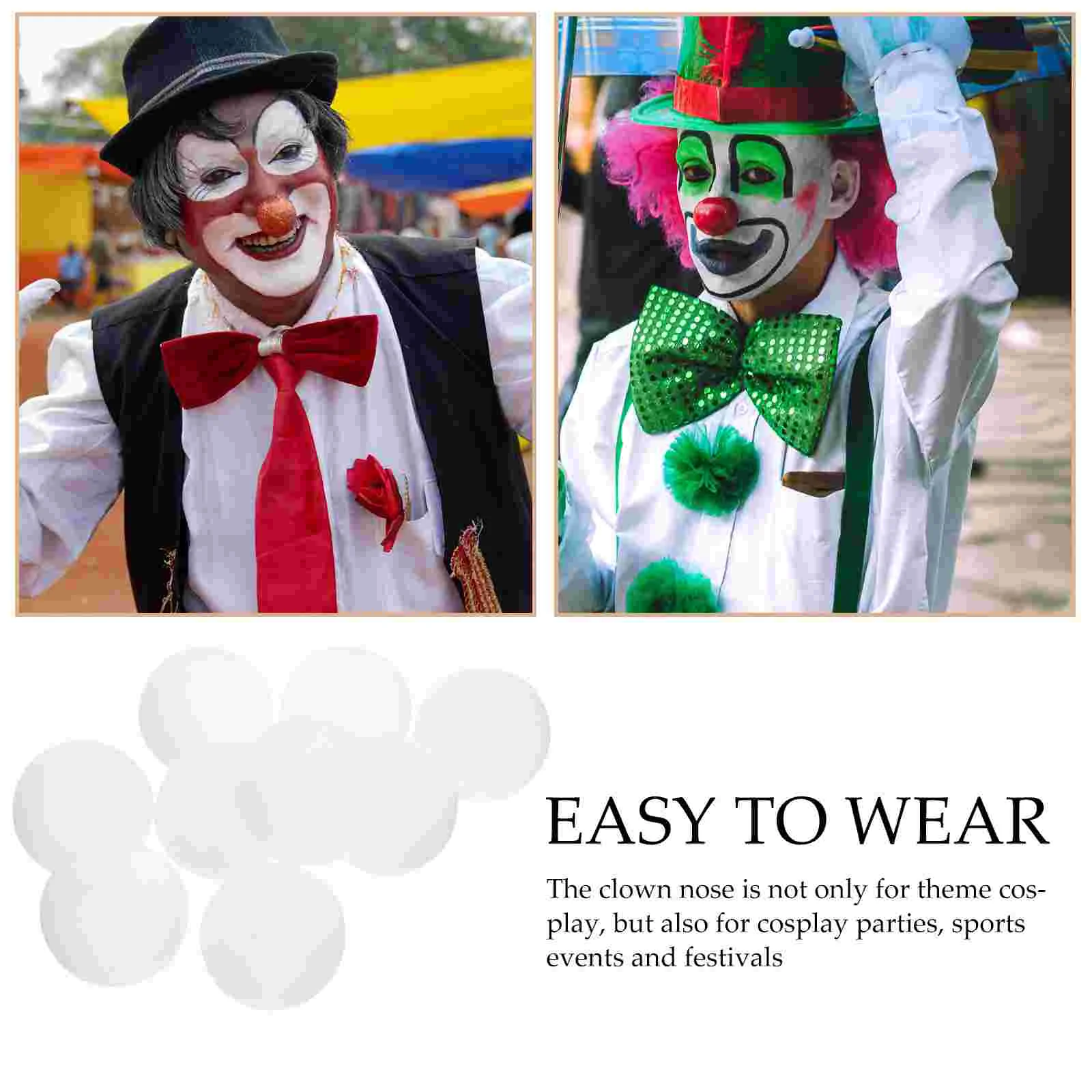 20 Pcs White Clown Nose Sponge Ball Toy Accessories Makeup Costume Props Party Dress 20pcs Sponges Decorative Carnival Supply