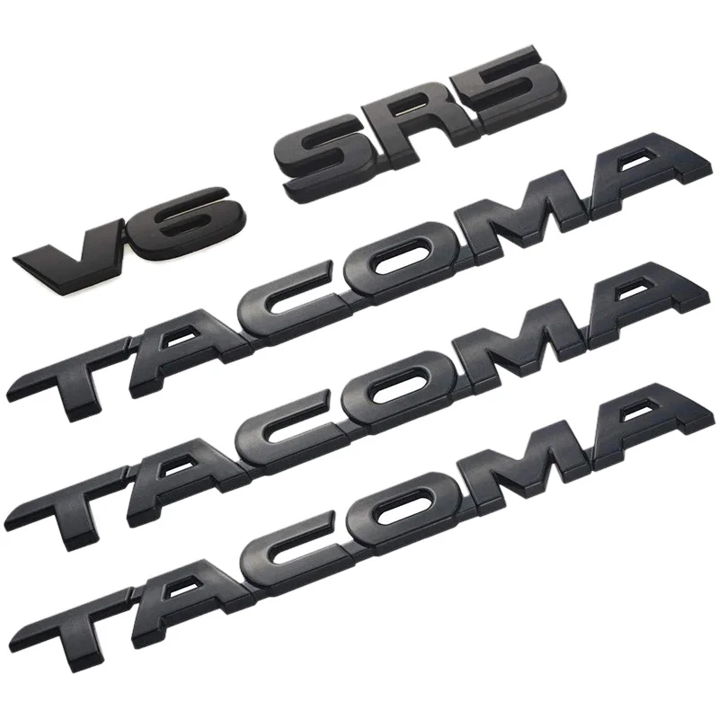 For Tacoma V6 SR5 Trunk Car Door Tailgate Decal Emblem Sticker Badge Replacement For Toyota Tacoma 2005-2015 (Matte Black)5Pcs S