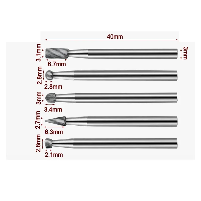 10/12 Pz 3mm HSS Titanio Dremel Routing Rotary Fresatura Rotary File Cutter Intaglio del Legno Coltello Intagliato CutterDrill Bit Set di Strumenti