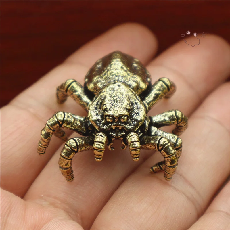 Brass Spider Trick Toy Insect Statue Sculpture for Home Decor & Car Ornaments Unicorn Beetle Bug Design