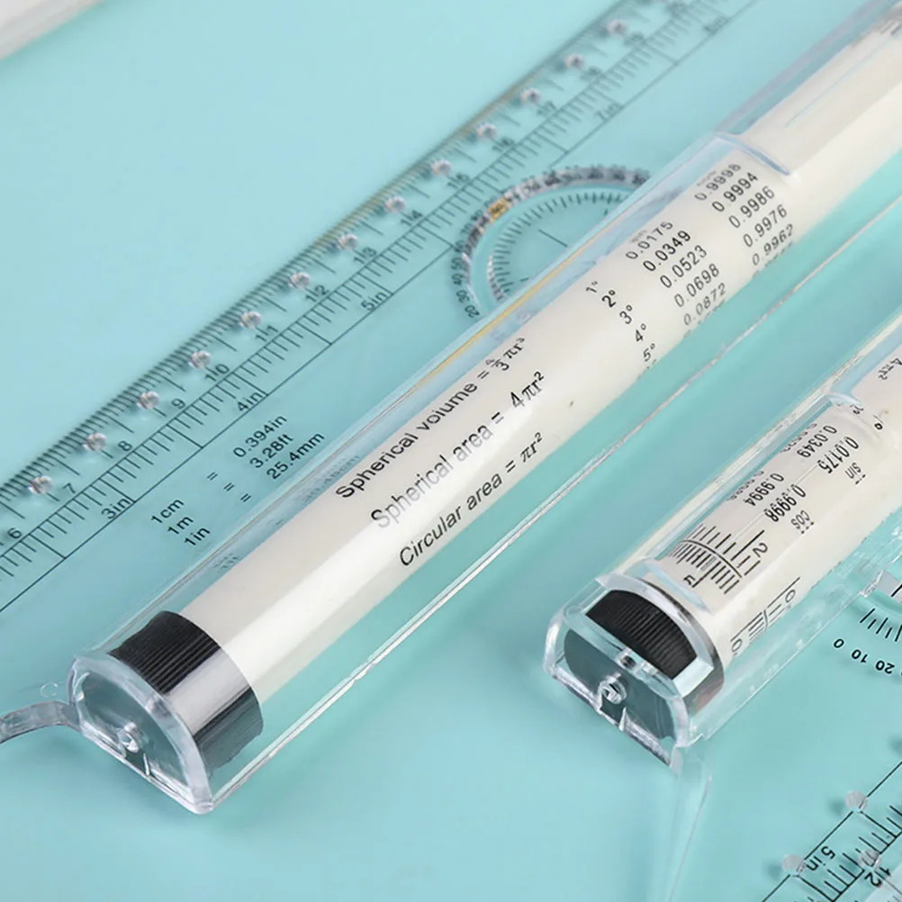 

Engineers Use Rolling Ruler Tool for Precise Drawing Multi-Purpose Measuring Ruler with Protractor Compass Straightedge Angle
