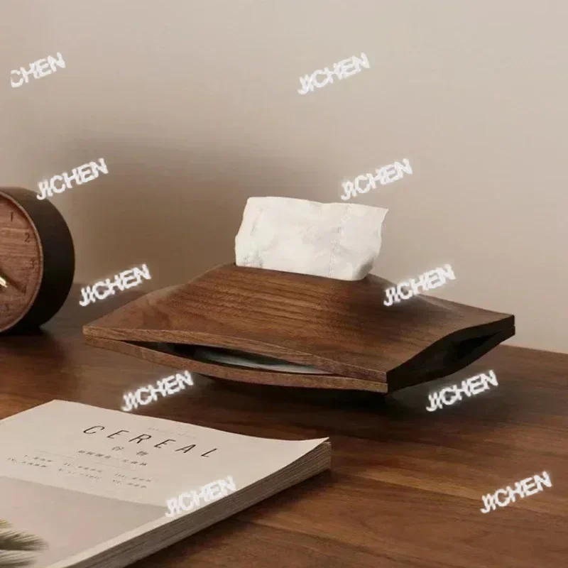 

HV Luxury Solid Wood Tissue Box Living Room Paper Box Household Black Walnut Paper Wood Box Office Coffee Table Desk Decoratio