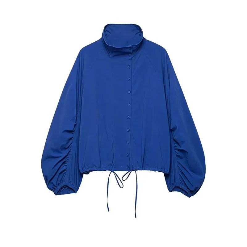 Women S Jacket 2026 Fall New Klein Blue Long Sleeve Drawstring Loose Casual Fashion Personality Comfortable To Wear Parka
