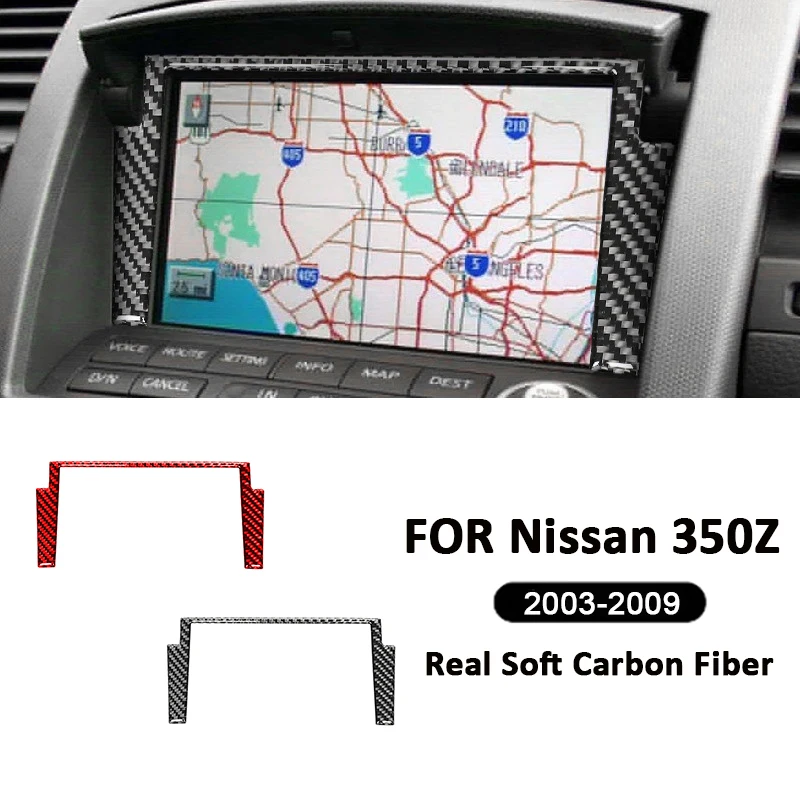 

For Nissan 350Z 2003-2009 Carbon Fiber Car Navigation Screen Panel Frame Trim Strip Decoration Sticker Interior Accessories
