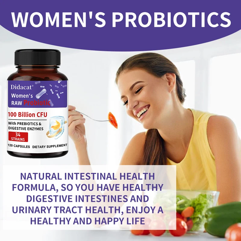 Probiotics for Women, 100 Billion CFU, with Prebiotics, Digestive Enzymes, Probiotics for Adult Women, Gut Health Supplement