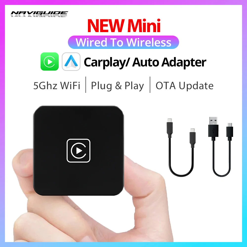 

NAVIGUIDE 2IN1 Wireless CarPlay USB Dongle Android Auto Adapter For Toyota Mazda Nissan Suzuki Audi OEM Cars Plug And Play