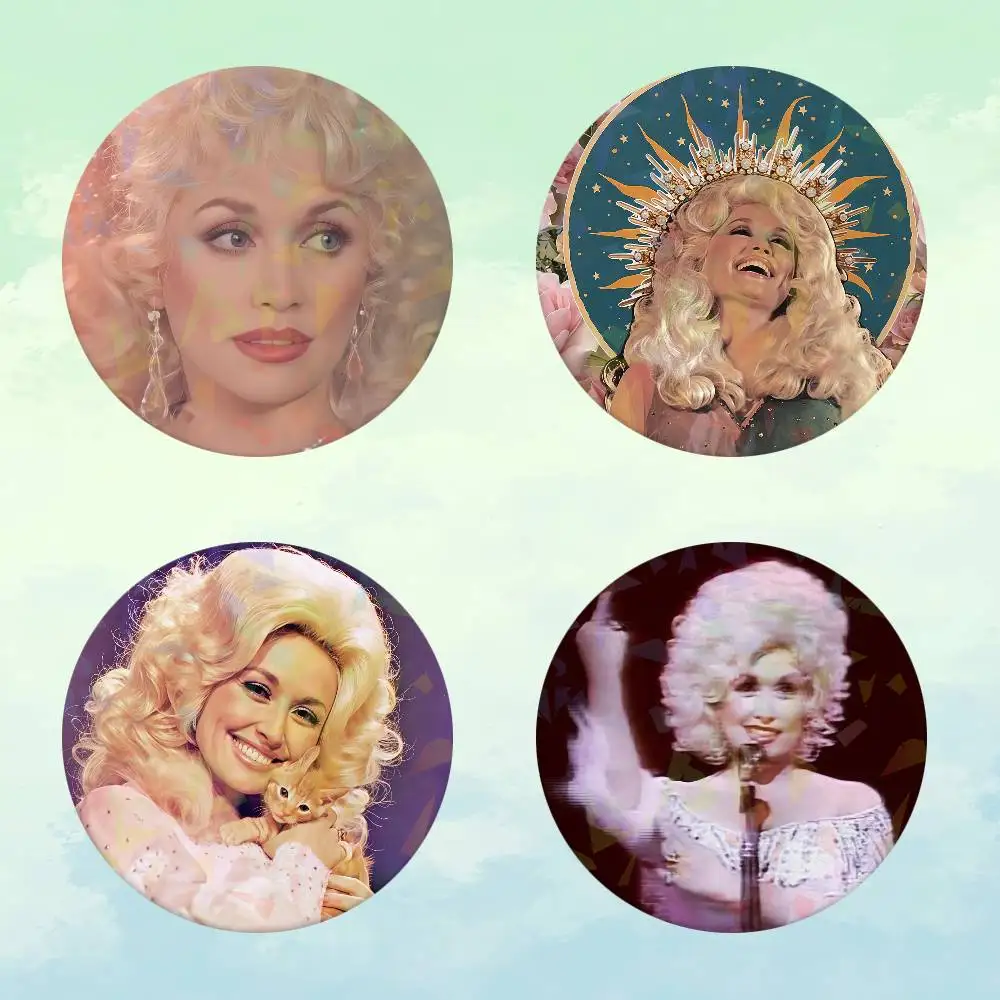Retro Classic D-Dolly P-Parton Badge Round Brooch Exquisit Enamel Lapel Pins for Gift Clothes Hat Backpack Accessorie