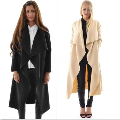 

Long Length Street Sle Coat Unusual Splicing Large Size Women's Faion New Arrival Pure Color Regular Sve Long Coat