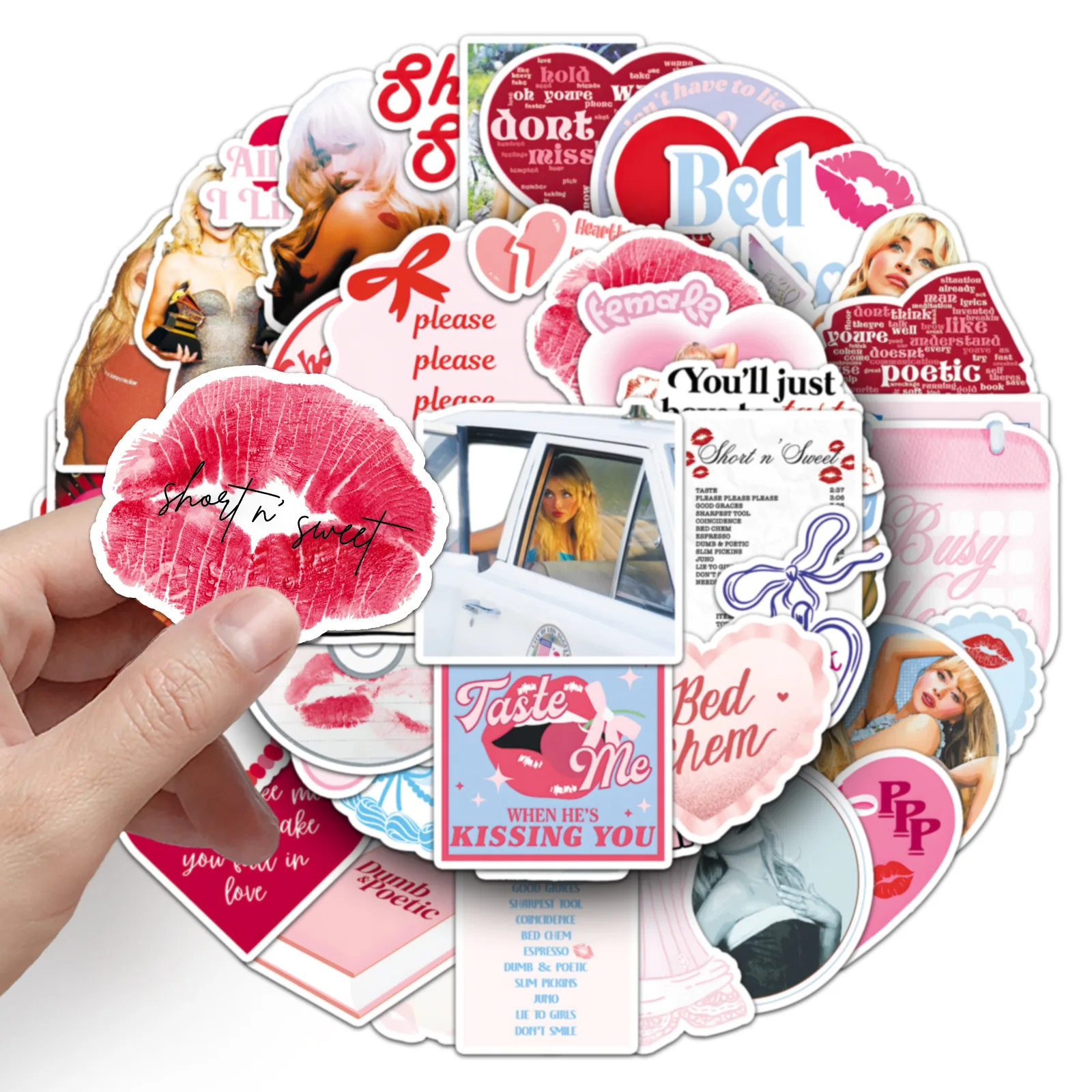 50PCS Hot Singer Sabrina Carpenter Stickers Superstar Concerts Cartoon Decals Notebook Phone Guitar Suitase Fridge Kid Toys