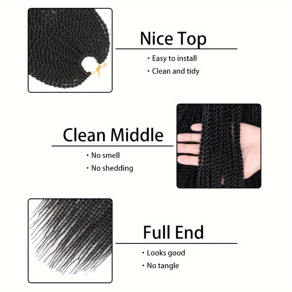 5개 합성 세네갈 트위스트 크로셰 브레이드 - 30줄/팩, 여성용 헤어 익스텐션, 할로윈 크리스마스에 적합