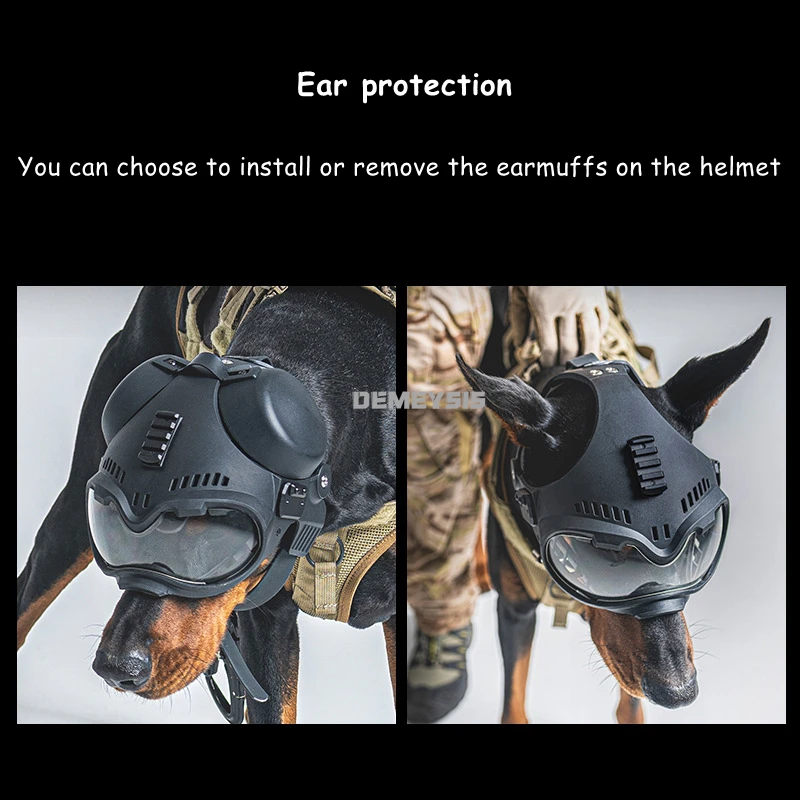 Picture 7: Outdoor Hunting Dog Helmet Pet Motorcycle Protective Equitment with Goggles Tactical CS Airsoft Training Dog Head Protector Gear