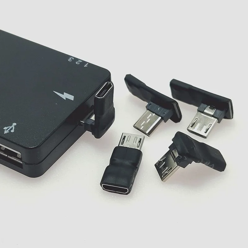 Ultra krótki korpus 90 stopni USB z lewej i prawej strony oraz w górę i w dół Kątowy adapter danych Micro 5pin żeński na Micro USB męski