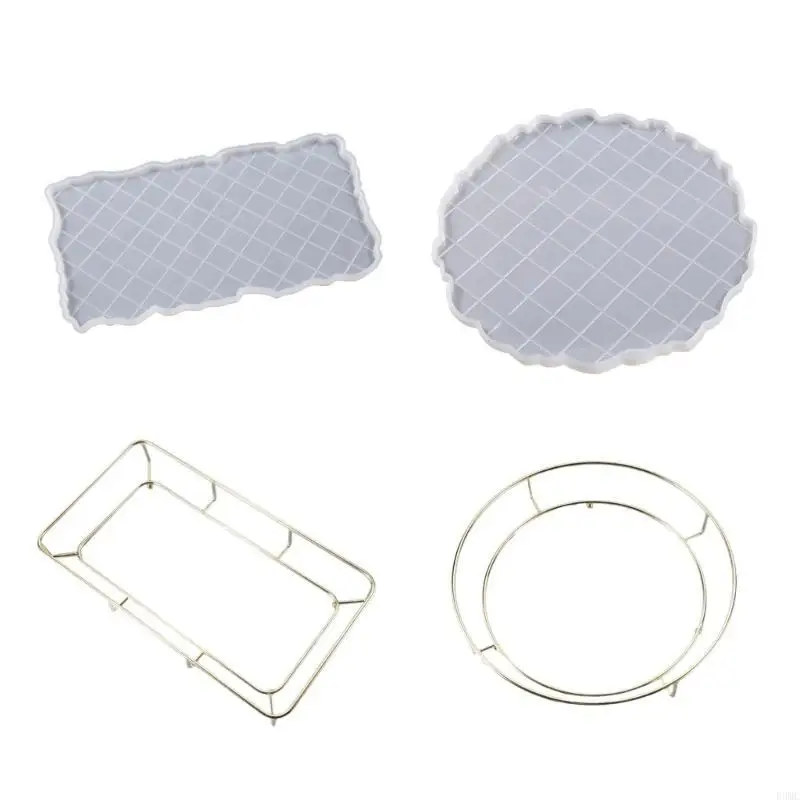 

R3MC Irregular Fruit Plate Checkerboard Table Silicone Mold Round Rectangle Tray