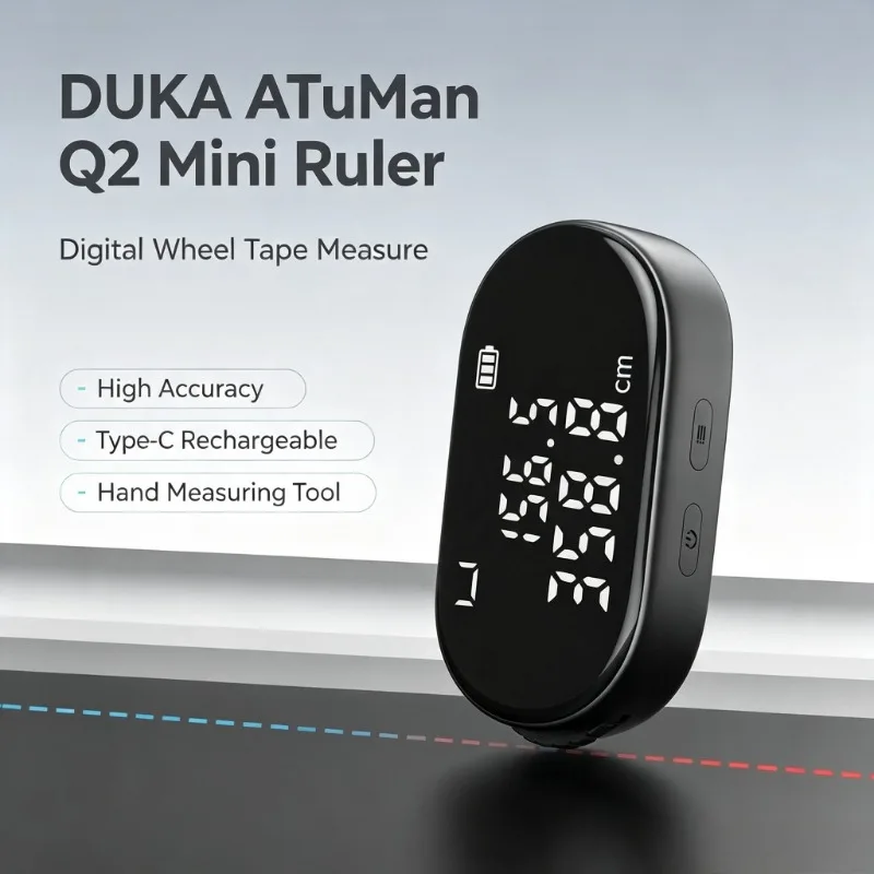 DUKA ATuMan Q2 Mini Electronic Ruler Digital Wheel Tape Measure High Accuracy Type-C Rechargeable Measuring Hand Tool