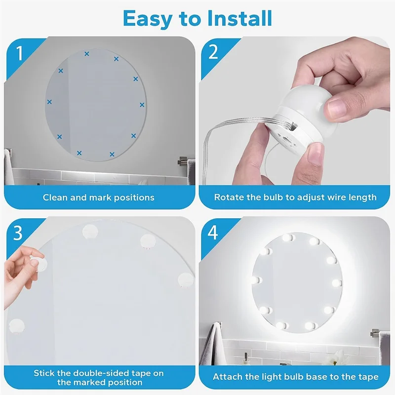 

Vanity Light Bulbs For Mirror Vanity Lights Stick On With 10 Dimmable Bulbs, For Makeup Dressing