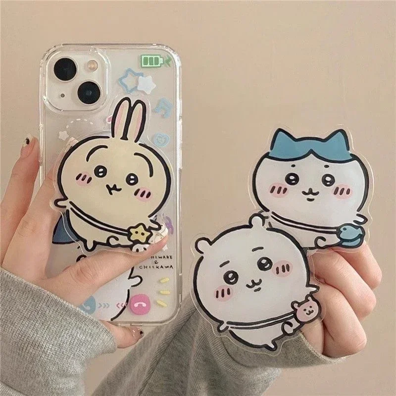 2024 Chiikawa Cute Phone Holder Hachiware Usagi Anime Kawaii Phone Finger Clasp ちいかわ Cartoon Retractable Folding Decorative Gift