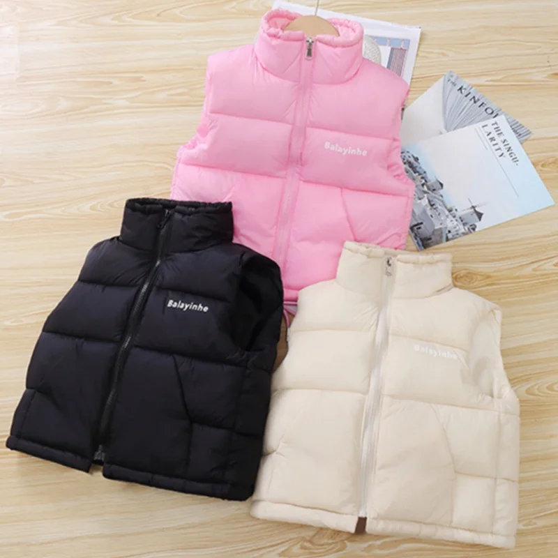 

Boys Vest Baby's Kids Waistcoat Down Jacket 2024 Retro Warm Plus Thicken Winter Autumn Teenagers Windproof Christmas Gift Childr