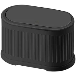 Mini Trash Can with Lid, 4L Small Kitchen Compost Bin Countertop Trash Can, Stainless Steel Mini Garbage Can Black