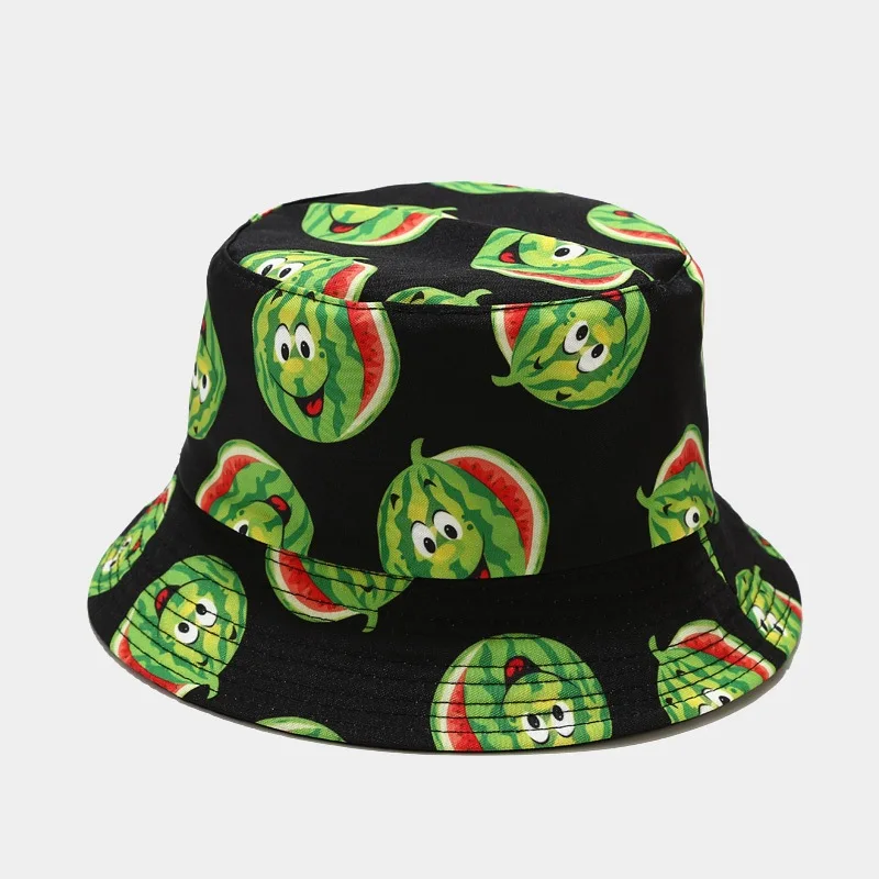 Kreative bedruckte Eimerkappe mit Fruchtmuster, Unisex, Freizeit-Fischerhut für den Außenbereich, Sommer-Strand-UV-Schutz-Sonnenhut, Panama-Bob – Detail 16