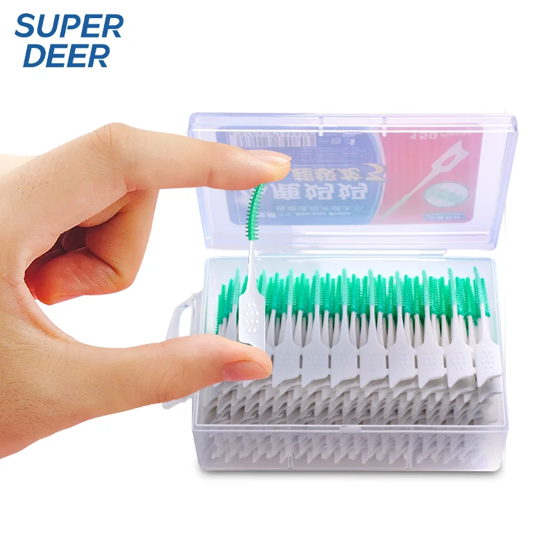 Super Deer 150pcs Interdental Silicone Brushes Dental Toothpicks Brush Between Teeth With Thread Orthodontics Oral Care Tool
