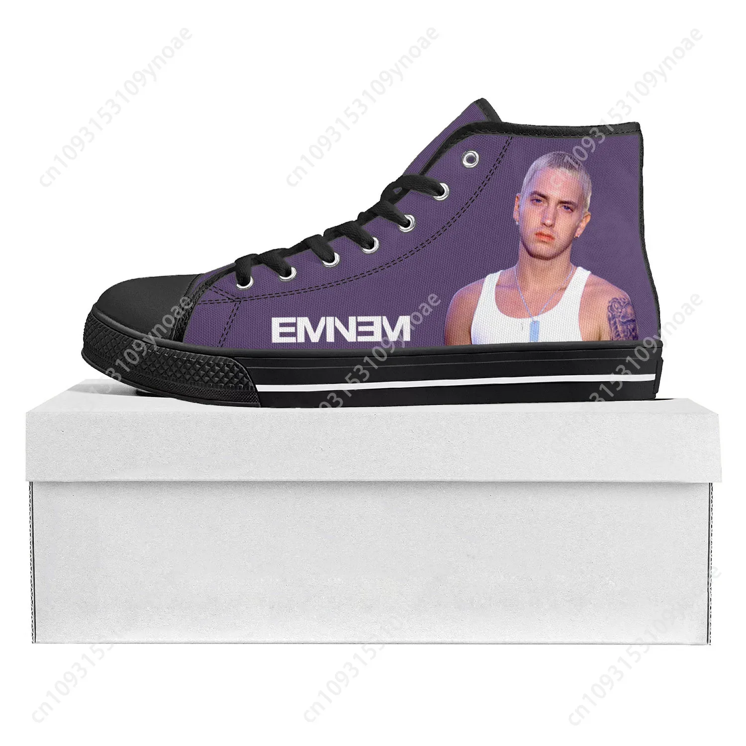 

Eminem Hip Hop Rapper Music Popular High Top High Quality Sneakers Mens Womens Teenager Canvas Sneaker Couple Shoes Custom Shoe