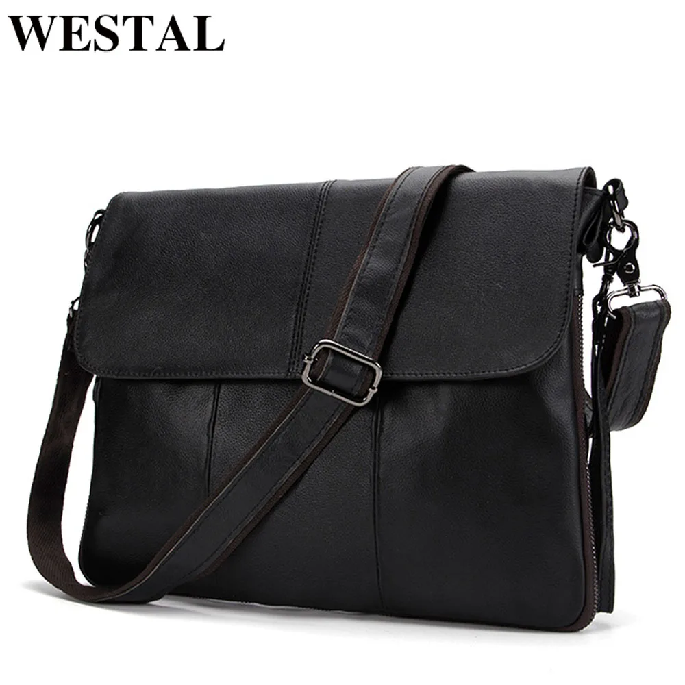 WESTAL Genuine Leather Men\'s Bags Male Messenger Bag Men’s Shoulder Crossbody Bags New Design Cowhide Leather Bag For Men 8007