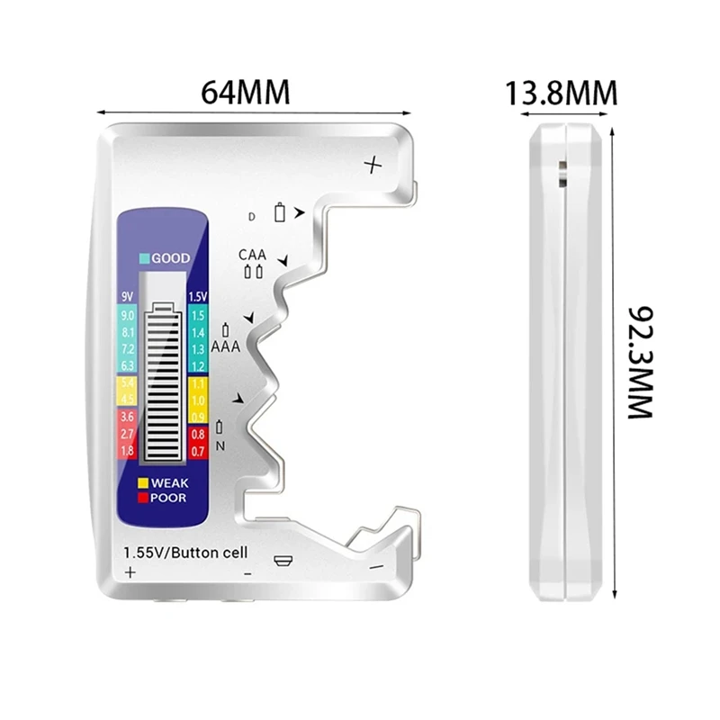 5Pcs Digital Battery Tester LCD Display AA/AAA/9V/1.5V Button Cell Battery Capacity Check Capacitance Diagnostic Tool