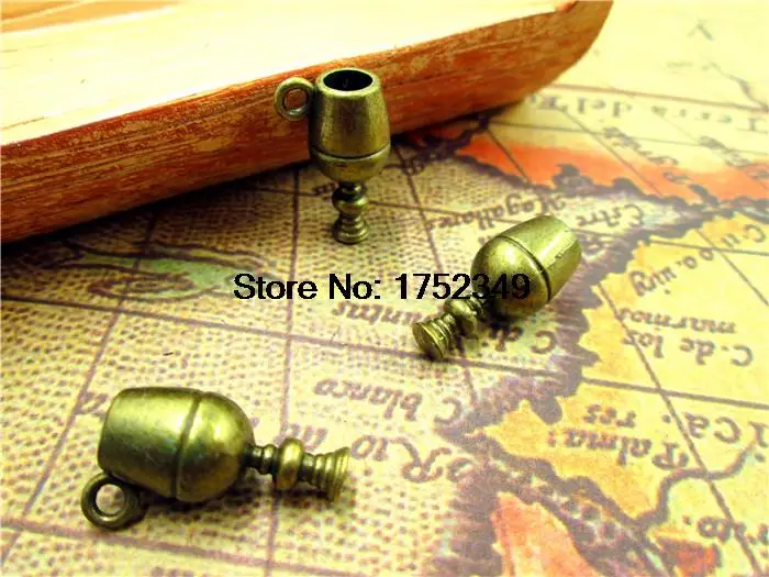 

60pcs--Goblet Antique Bronze 3D Wine Glass Charm Pendants 20x11mm