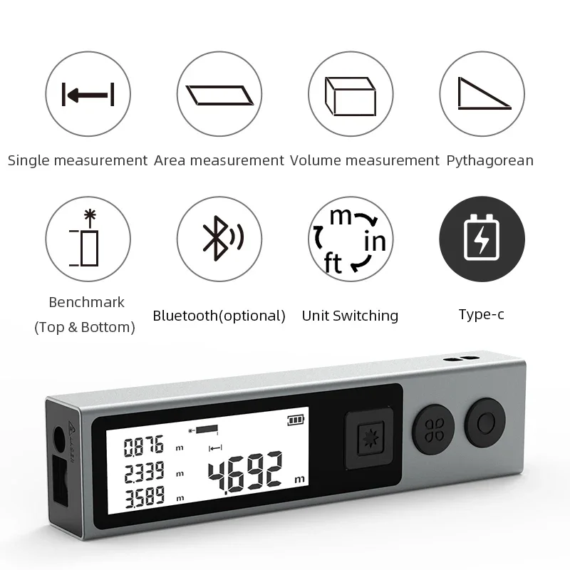 Imagem -02 - Mileseey Laser Trena 30m 40m Medidor de Distância a Laser Bluetooth Trenaa Medidor Leitor Ferramentas de Medição de Fita