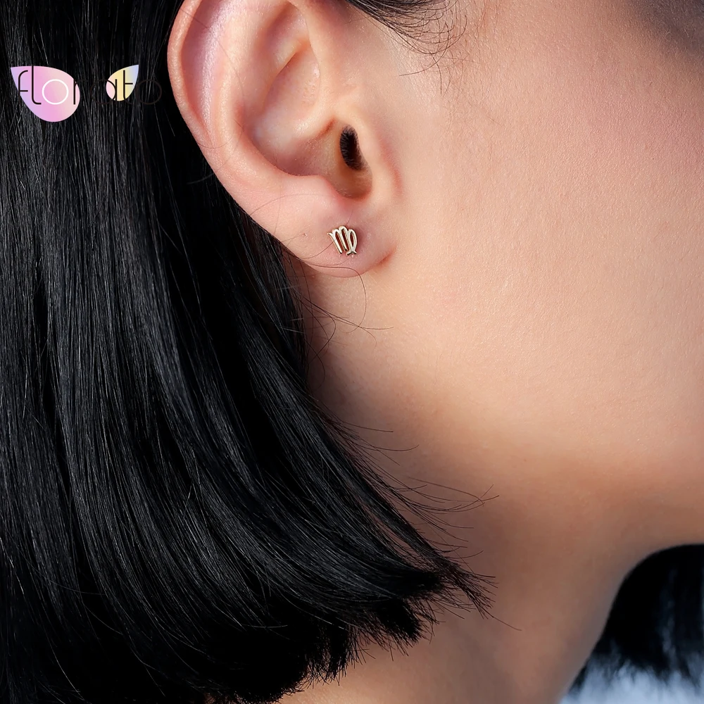 925 Sterling Silver Ear Needle 12 Constellations Gold Tiny Stud Earrings for Women Trendy Personality Earrings Fashion Jewelry