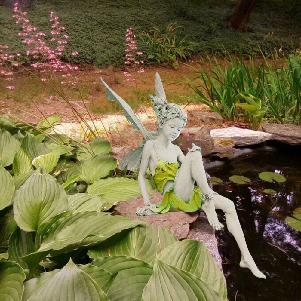 Flower Fairy Girl Figurine Landscaping Resin Turek Sitting Sculpture Ornament