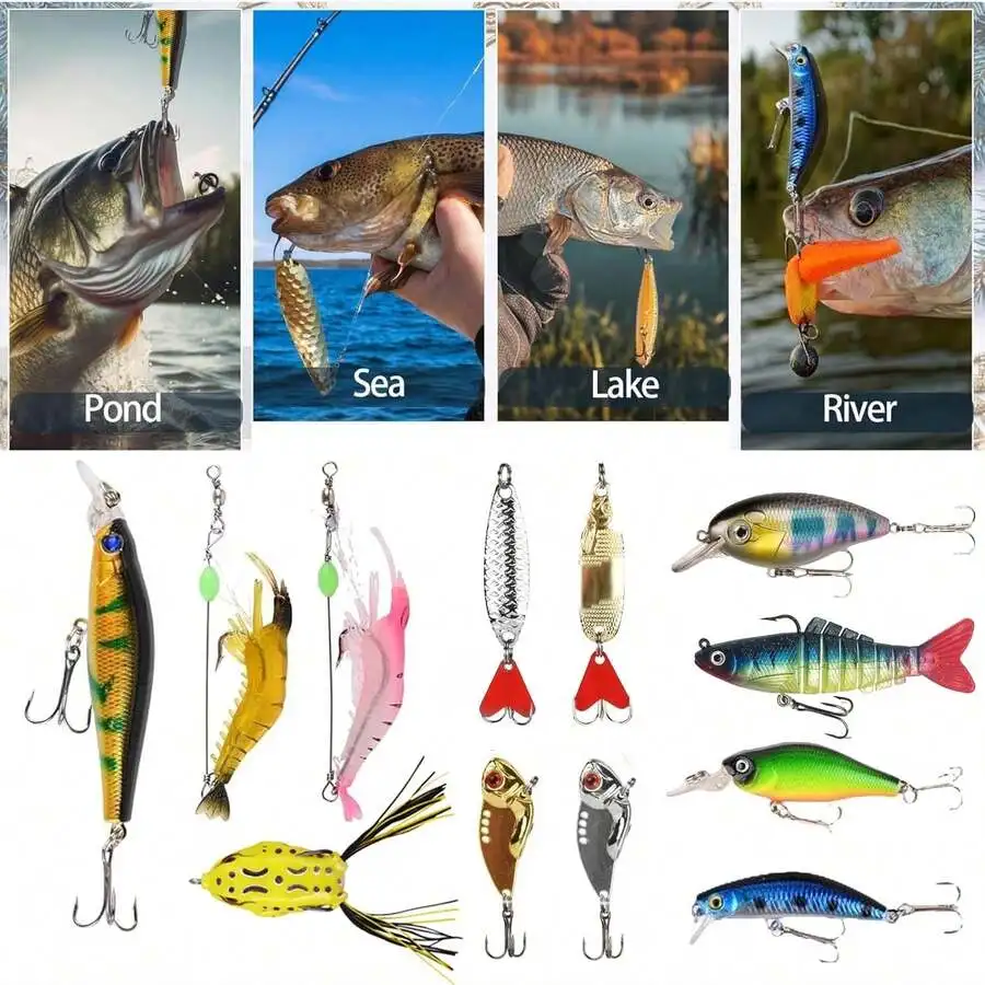2026 Fishing Lure Advent Calendar 24 Days Christmas Countdown, Unique Fishing Lures Bait Set For Freshwater & Saltwater Fishing,