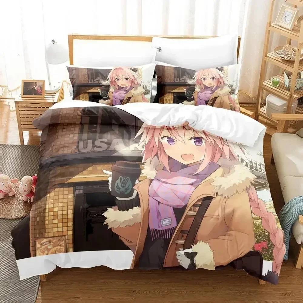 

3D Anime Bed Sheet Set Fate - Astolfo Printed Bed Set Duvet Cover Pillowcase Bedding Set Bed Linen Sheet Quilt Cover Full Size