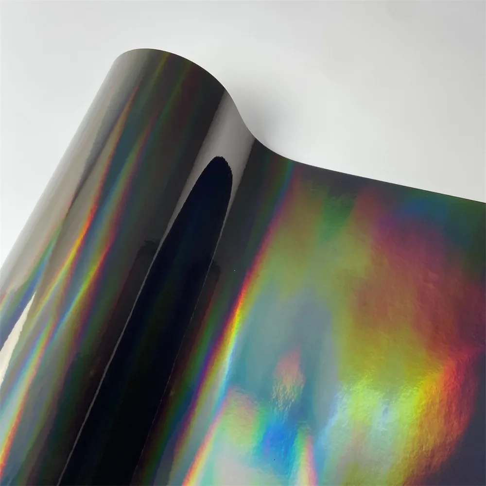 Schwarzer Laser Car Wrap Film Bubble Free Chameleon Holographic Rainbow Color Change Sticker