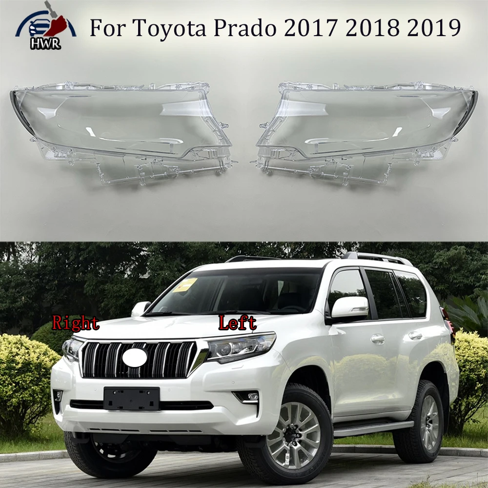 

Gray edge Headlight Cover Replacement Front Car Light Auto Shell Lampcover Lampshade For Toyota Prado 2017 2018 2019 High