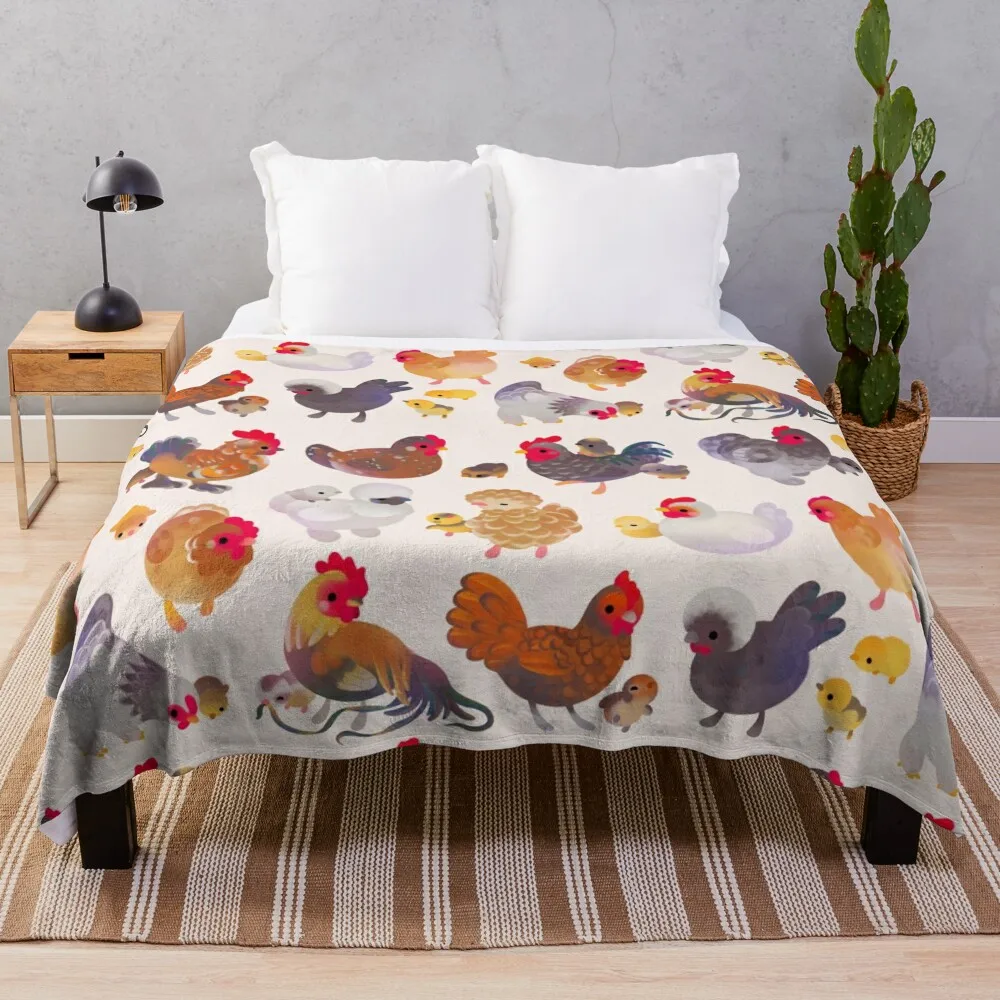 Chicken and Chick - pastel Throw Blanket Retros Luxury Luxury Designer for sofa Blankets