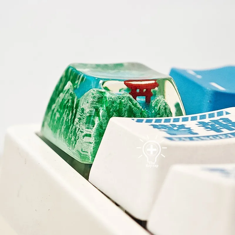 The Keycap Resin Keycap Snow Mountain Torii Cross Hole Backlit For Mechanical Keyboard Custom Artisan Gift For Anime Lovers Use
